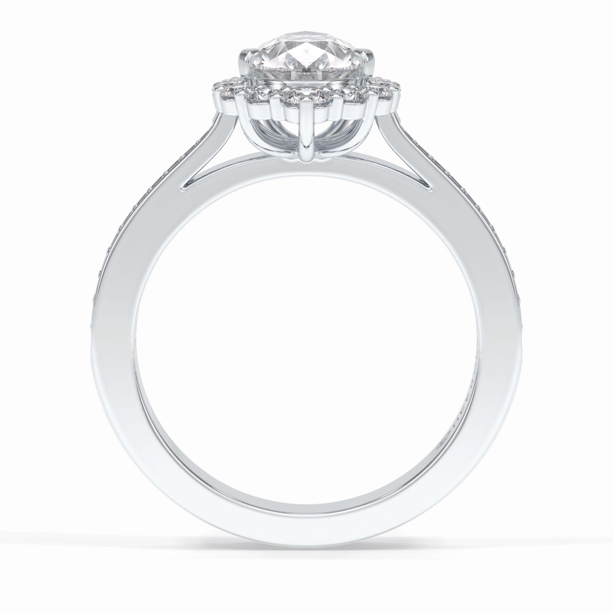 Coronet 1.20 Carat Pear VS1 Lab-Grown Halo Engagement Ring in 18K White Gold