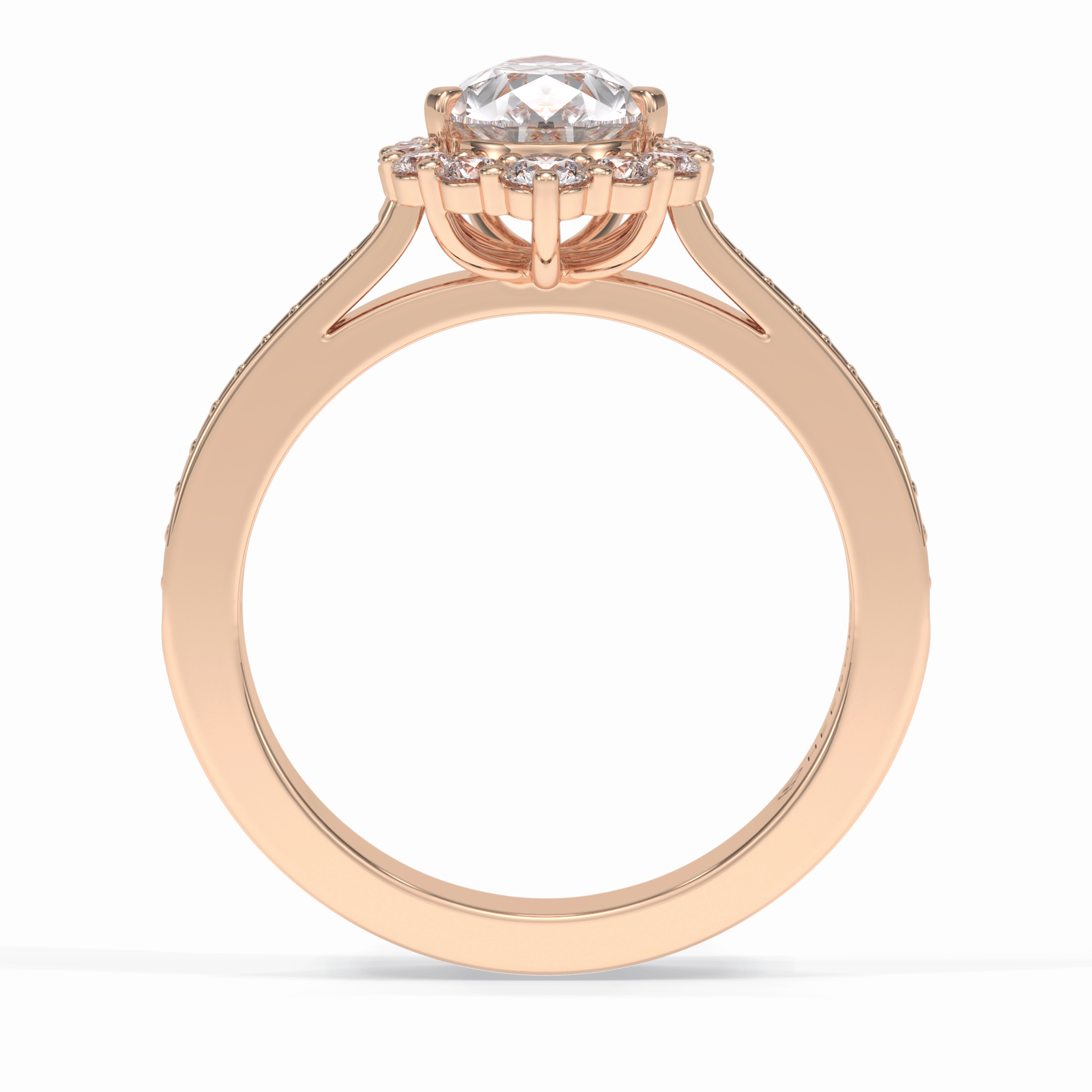 Coronet 1.20 Carat Pear VS1 Moissanite Halo Engagement Ring in 18K Rose Gold