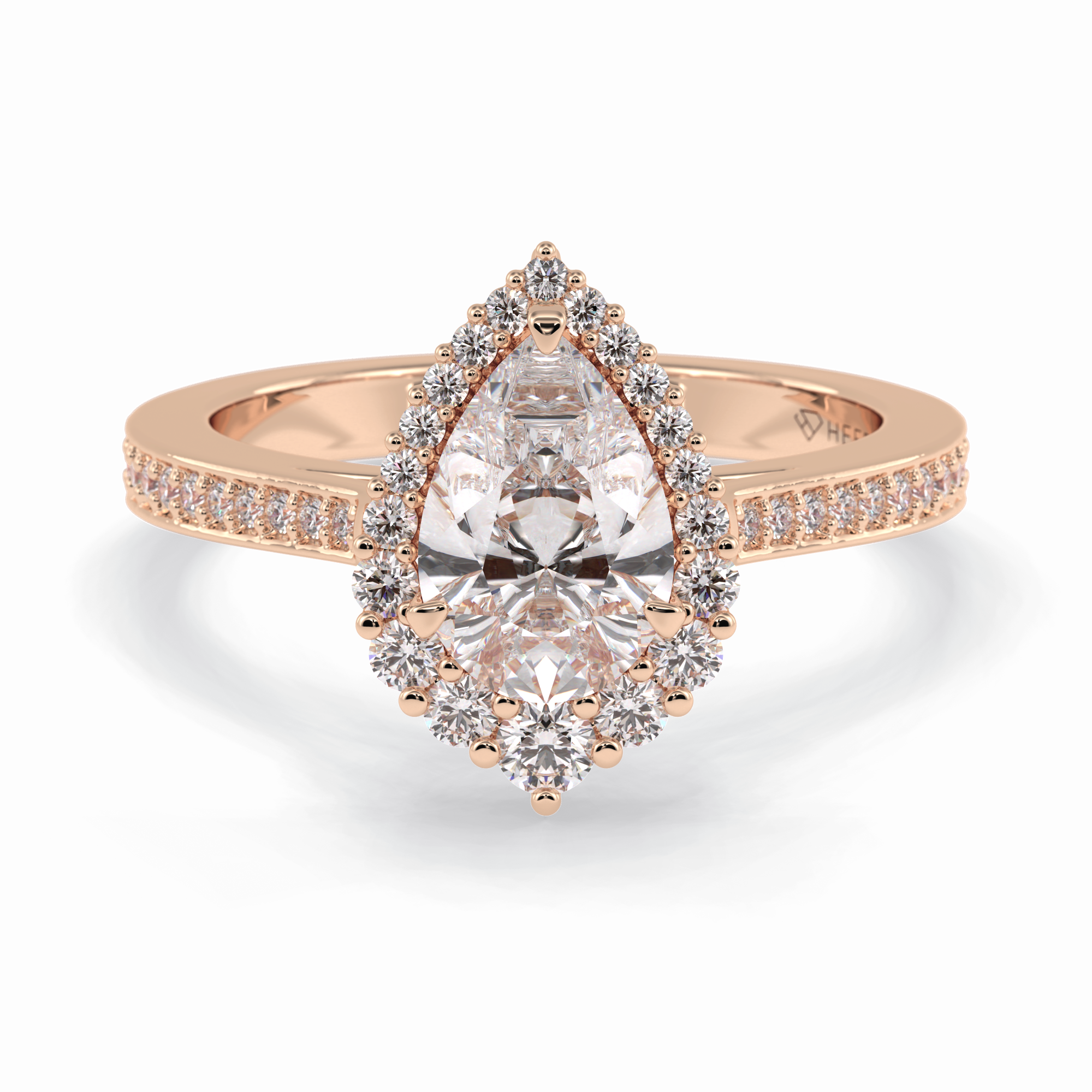 Coronet 1.20 Carat Pear VS1 Lab-Grown Halo Engagement Ring in 18K Rose Gold