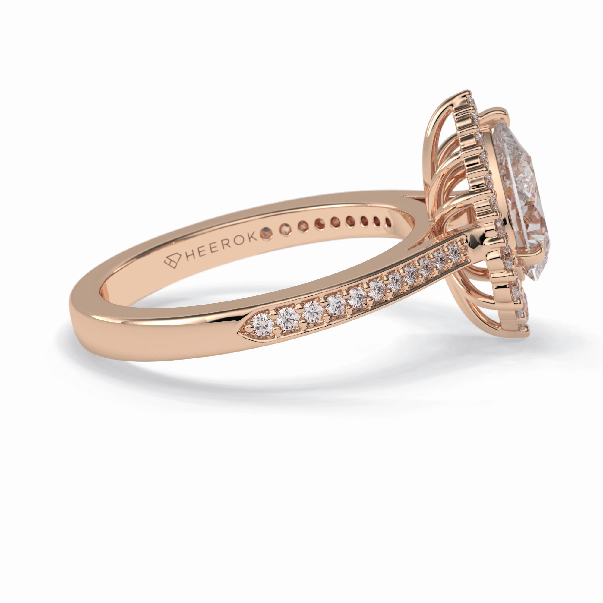 Coronet 1.20 Carat Pear VS1 Lab-Grown Halo Engagement Ring in 18K Rose Gold