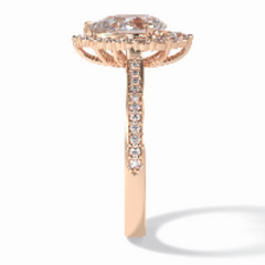 Coronet 1.20 Carat Pear VS1 Lab-Grown Halo Engagement Ring in 18K Rose Gold