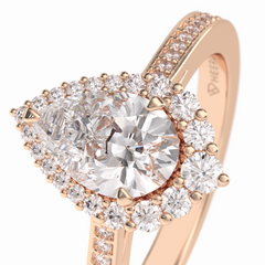 Coronet 1.20 Carat Pear VS1 Lab-Grown Halo Engagement Ring in 18K Rose Gold