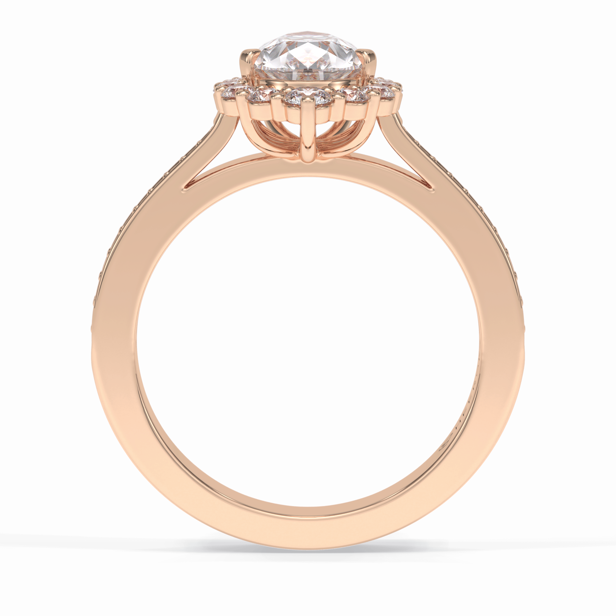 Coronet 1.20 Carat Pear VS1 Lab-Grown Halo Engagement Ring in 18K Rose Gold
