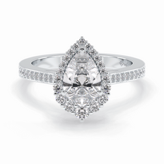 Coronet 1.20 Carat Pear VS1 Lab-Grown Halo Engagement Ring in 18K White Gold