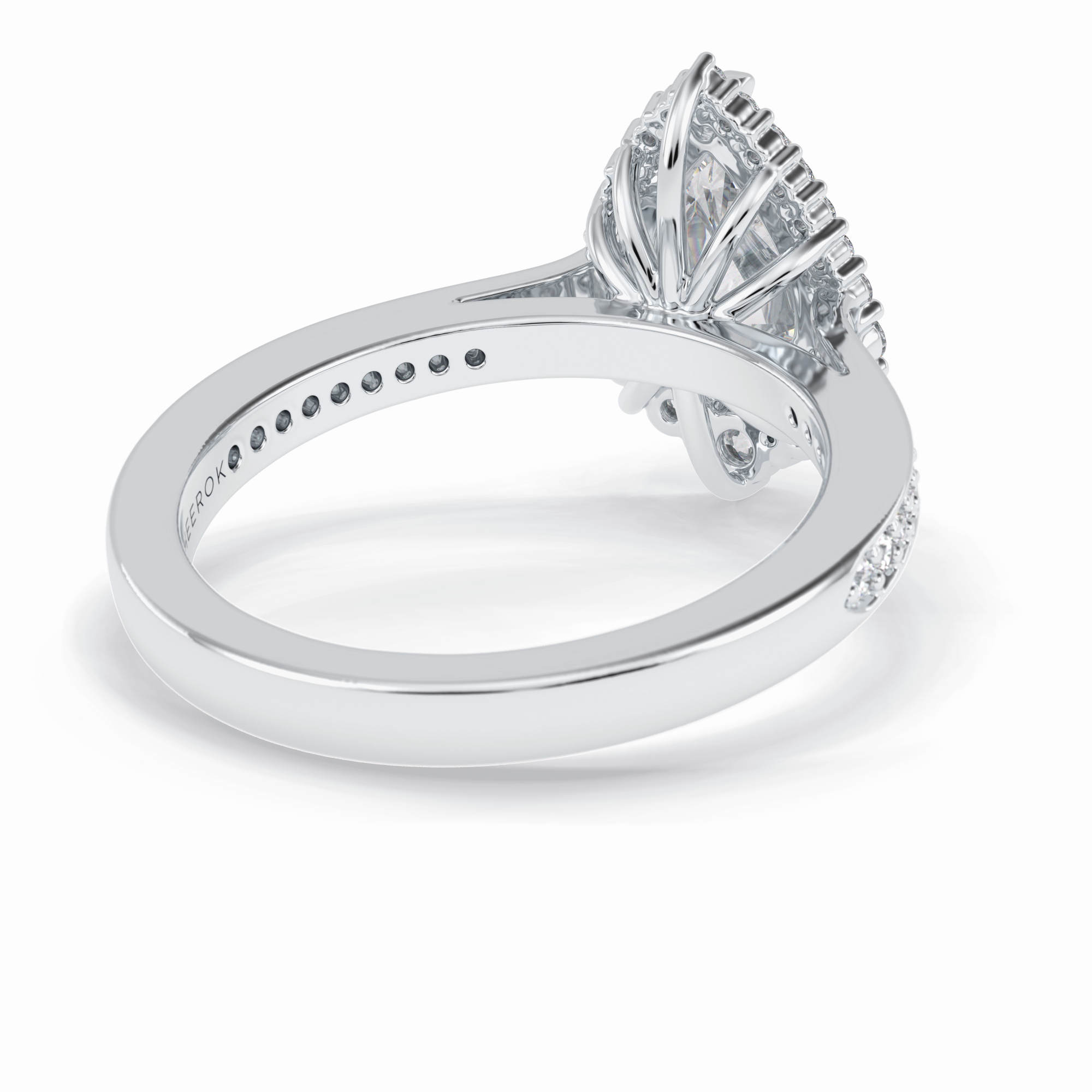 Coronet 1.20 Carat Pear VS1 Lab-Grown Halo Engagement Ring in 18K White Gold