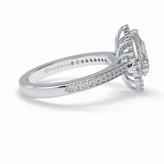 Coronet 1.20 Carat Pear VS1 Lab-Grown Halo Engagement Ring in 18K White Gold