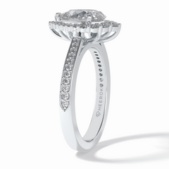 Coronet 1.20 Carat Pear VS1 Lab-Grown Halo Engagement Ring in 18K White Gold 