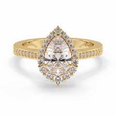 Coronet 1.20 Carat Pear VS1 Lab-Grown Halo Engagement Ring in 18K Yellow Gold