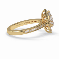 Coronet 1.20 Carat Pear VS1 Lab-Grown Halo Engagement Ring in 18K Yellow Gold