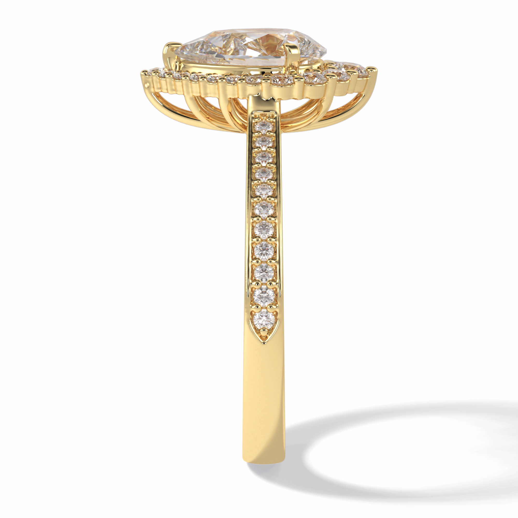 Coronet 1.20 Carat Pear VS1 Lab-Grown Halo Engagement Ring in 18K Yellow Gold