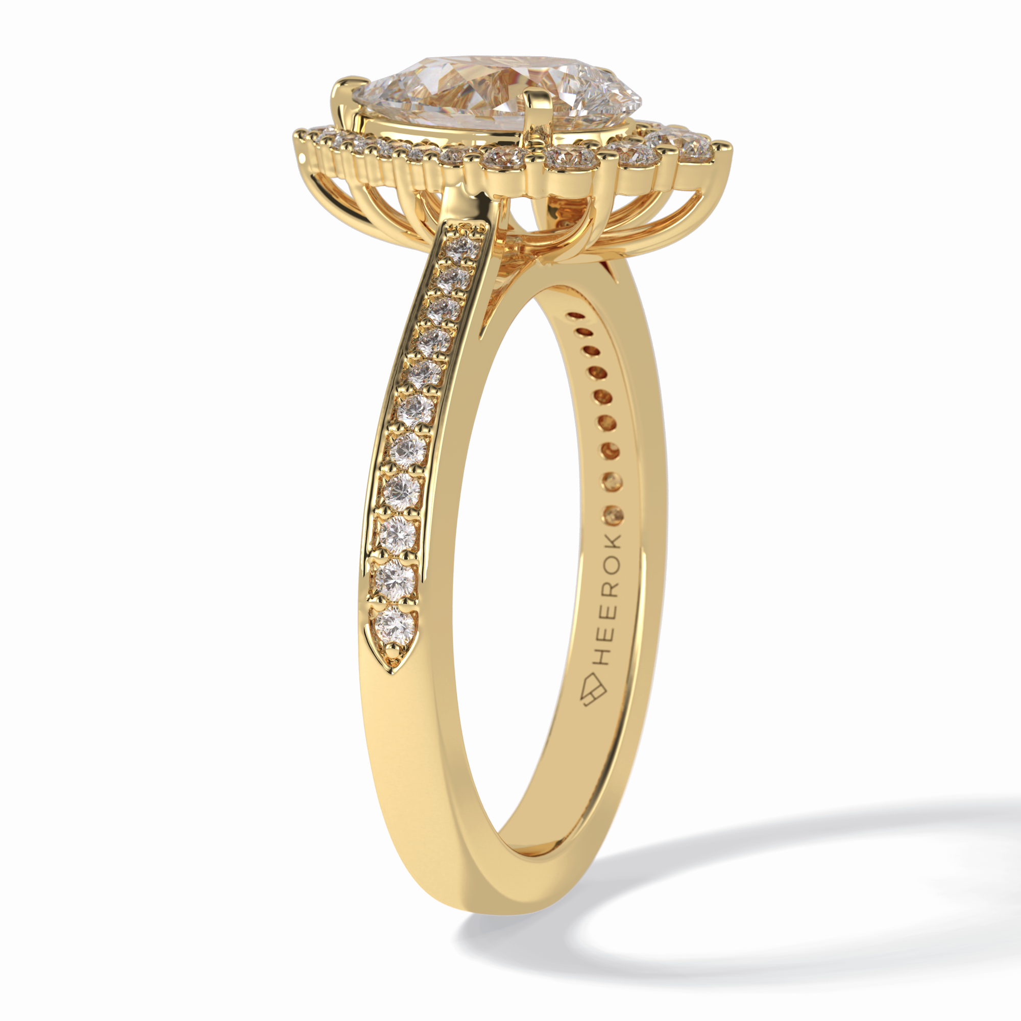 Coronet 1.20 Carat Pear VS1 Lab-Grown Halo Engagement Ring in 18K Yellow Gold