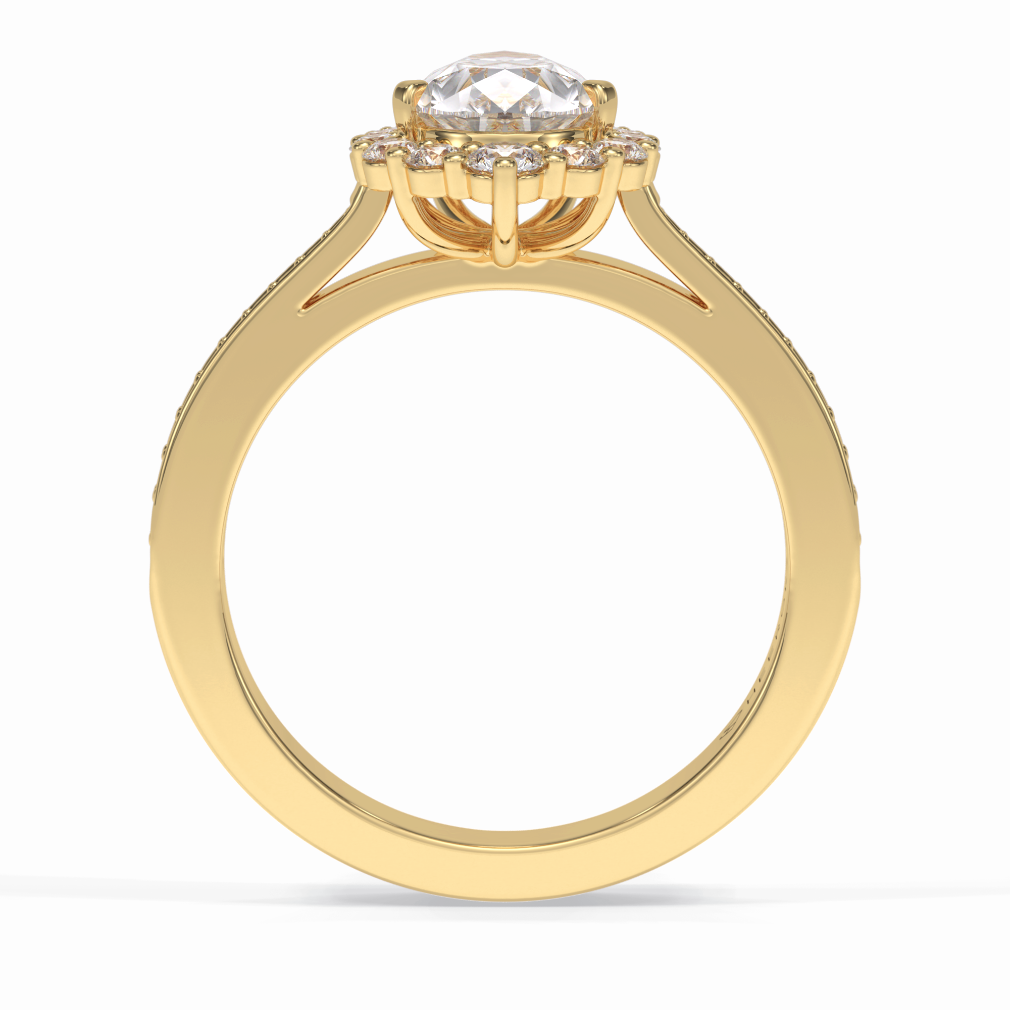 Coronet 1.20 Carat Pear VS1 Lab-Grown Halo Engagement Ring in 18K Yellow Gold