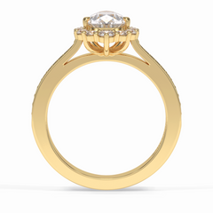 Coronet 1.20 Carat Pear VS1 Lab-Grown Halo Engagement Ring in 18K Yellow Gold