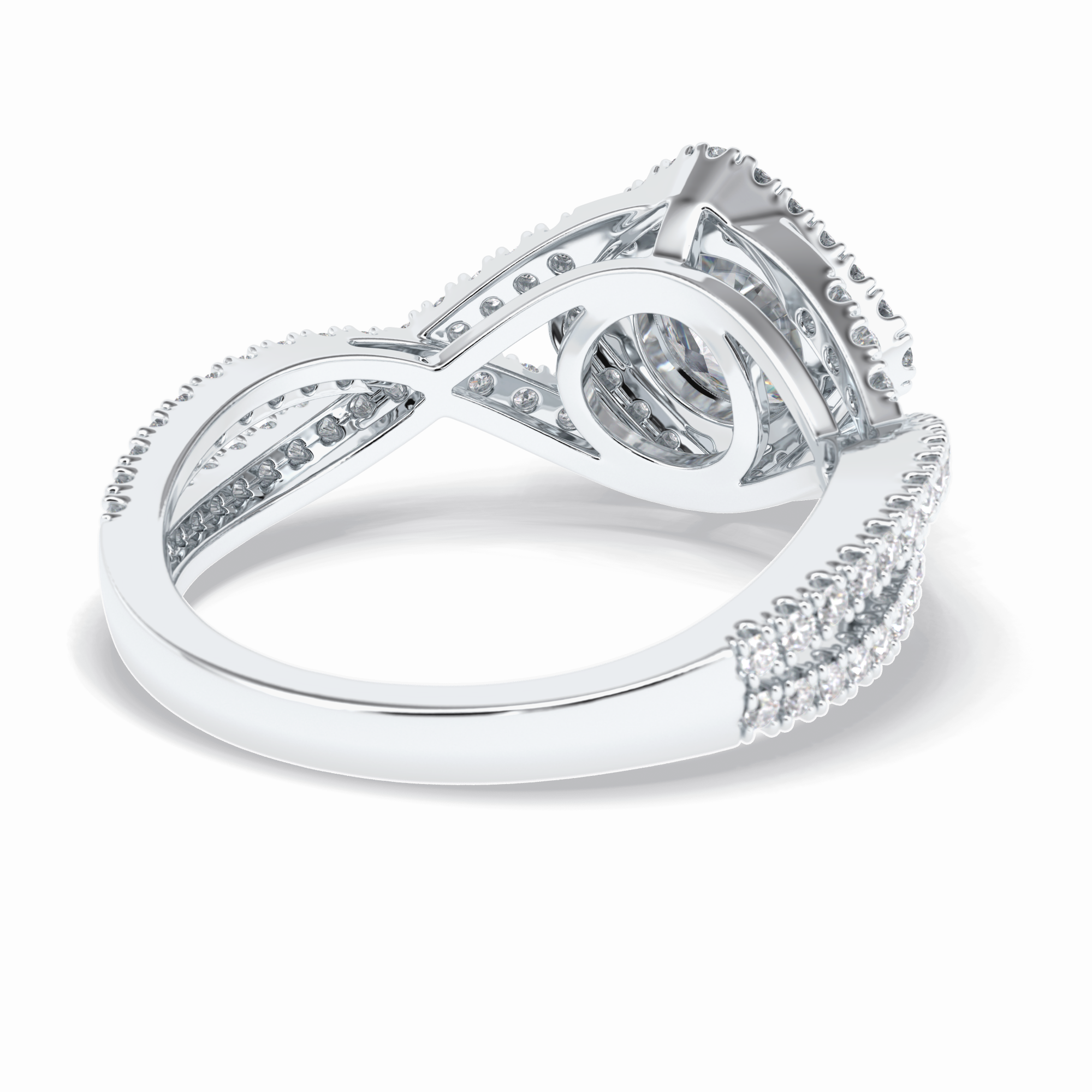 Crown 0.95 Carat Round VS1 Lab-Grown Halo Engagement Ring in 18K White Gold