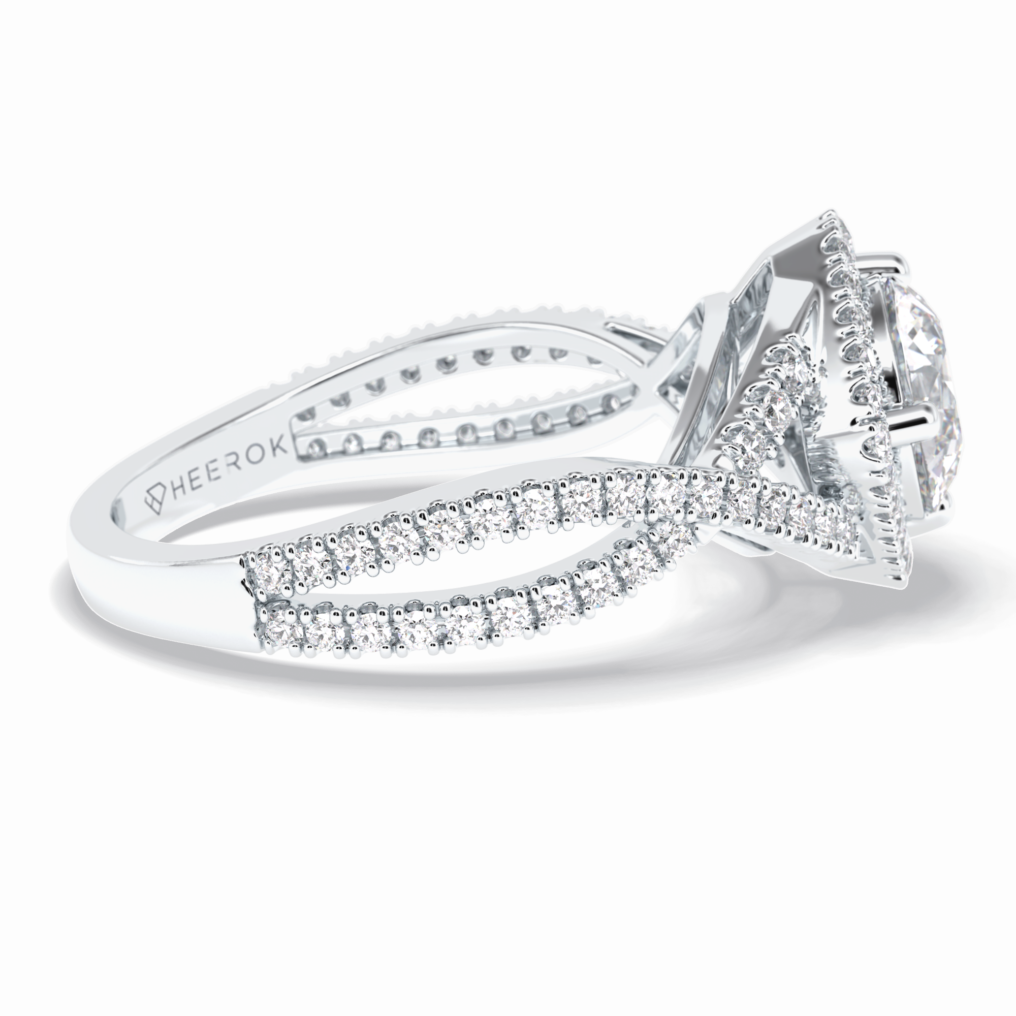 Crown 0.95 Carat Round VS1 Lab-Grown Halo Engagement Ring in 18K White Gold
