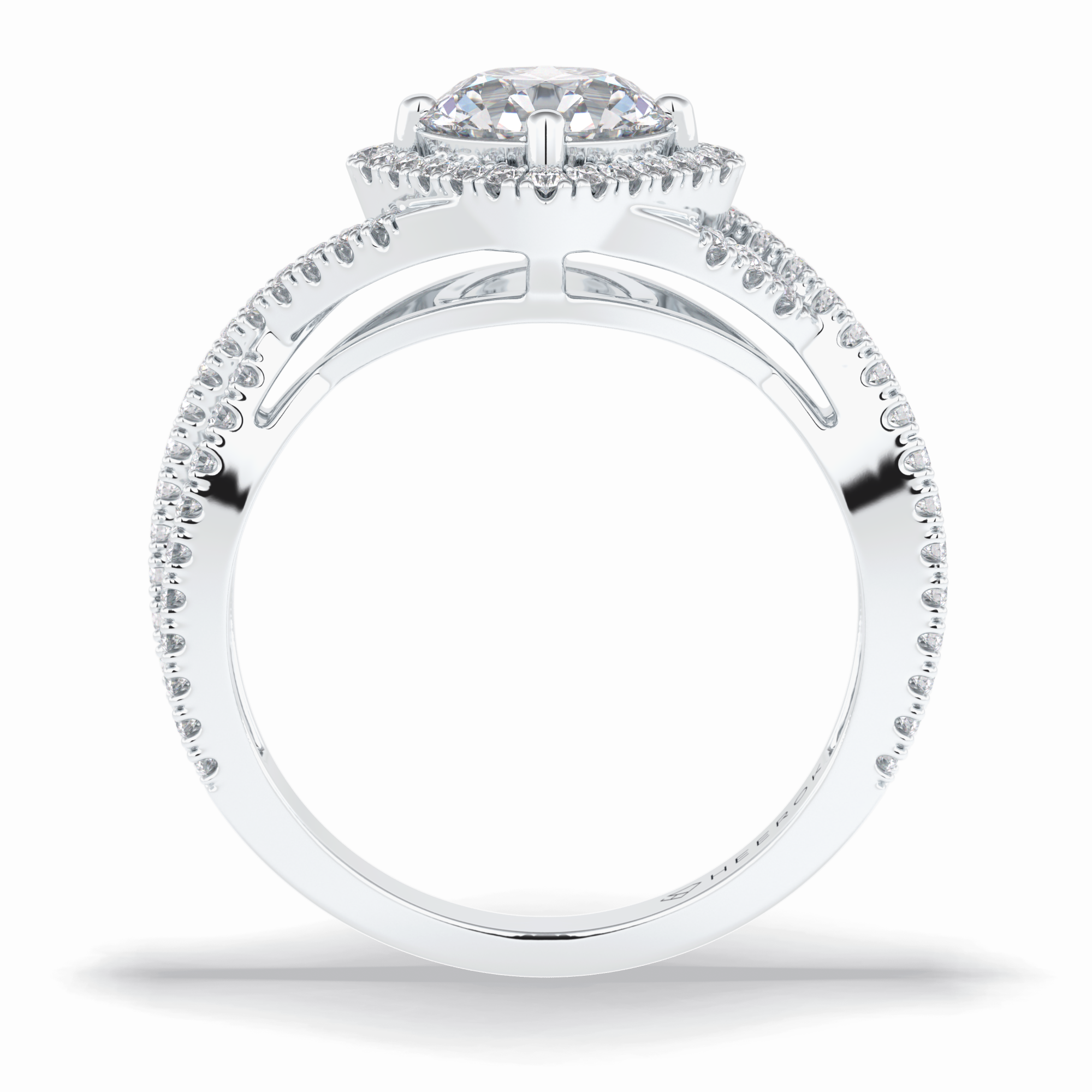 Crown 0.95 Carat Round VS1 Lab-Grown Halo Engagement Ring in 18K White Gold