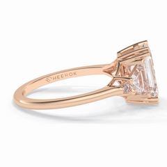 Crown 1.90 Carat Emerald VVS1 Lab-Grown Three Stone Engagement Ring in 18K Rose Gold