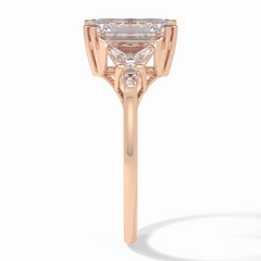 Crown 1.90 Carat Emerald VVS1 Lab-Grown Three Stone Engagement Ring in 18K Rose Gold