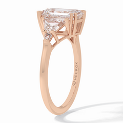 Crown 1.90 Carat Emerald VVS1 Lab-Grown Three Stone Engagement Ring in 18K Rose Gold