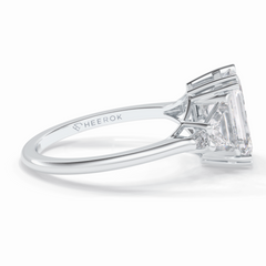 Crown 1.90 Carat Emerald VVS1 Lab-Grown Three Stone Engagement Ring in 18K White Gold