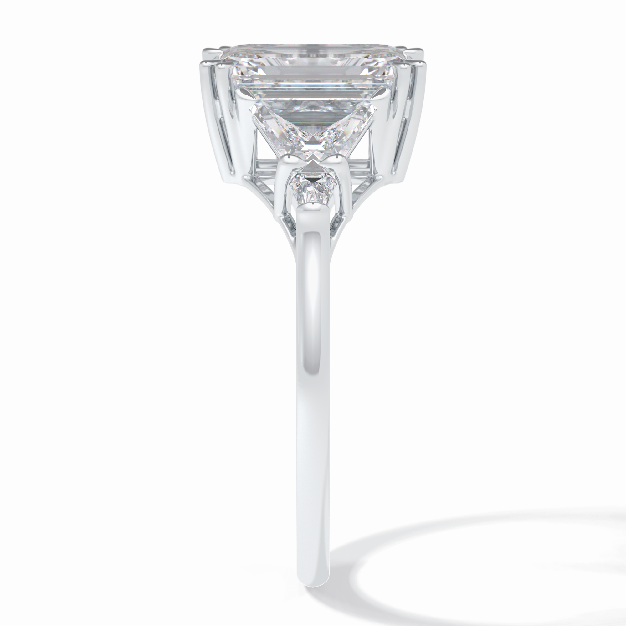 Crown 1.90 Carat Emerald VVS1 Lab-Grown Three Stone Engagement Ring in 18K White Gold