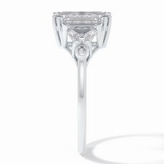 Crown 1.90 Carat Emerald VVS1 Lab-Grown Three Stone Engagement Ring in 18K White Gold