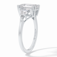 Crown 1.90 Carat Emerald VVS1 Lab-Grown Three Stone Engagement Ring in 18K White Gold