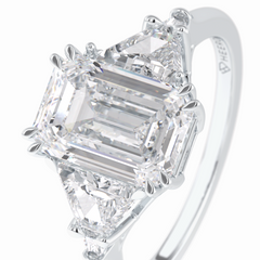 Crown 1.90 Carat Emerald VVS1 Lab-Grown Three Stone Engagement Ring in 18K White Gold