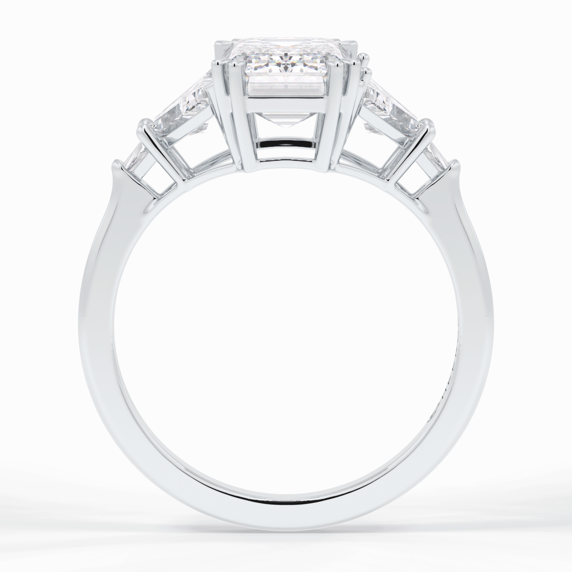 Crown 1.90 Carat Emerald VVS1 Lab-Grown Three Stone Engagement Ring in 18K White Gold