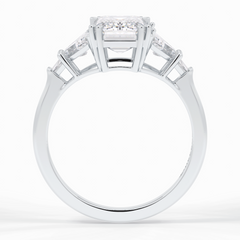 Crown 1.90 Carat Emerald VVS1 Lab-Grown Three Stone Engagement Ring in 18K White Gold