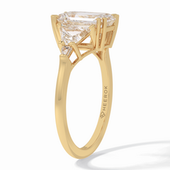 Crown 1.90 Carat Emerald VVS1 Lab-Grown Three Stone Engagement Ring in 18K Yellow Gold