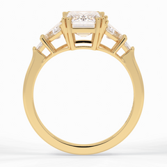 Crown 1.90 Carat Emerald VVS1 Lab-Grown Three Stone Engagement Ring in 18K Yellow Gold