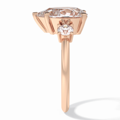 Crown Trinity 2.84 Carat Pear VS1 Lab-Grown Three Stone Engagement Ring in 18K Rose Gold