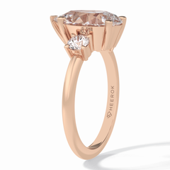 Crown Trinity 2.84 Carat Pear VS1 Lab-Grown Three Stone Engagement Ring in 18K Rose Gold