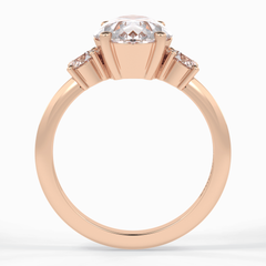 Crown Trinity 2.84 Carat Pear VS1 Lab-Grown Three Stone Engagement Ring in 18K Rose Gold