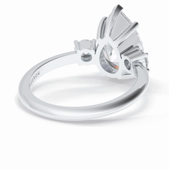 Crown Trinity 2.84 Carat Pear VS1 Lab-Grown Three Stone Engagement Ring in 18K White Gold