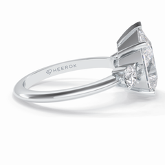 Crown Trinity 2.84 Carat Pear VS1 Lab-Grown Three Stone Engagement Ring in 18K White Gold