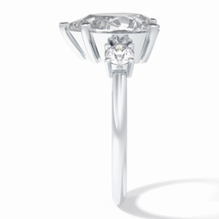 Crown Trinity 2.84 Carat Pear VS1 Lab-Grown Three Stone Engagement Ring in 18K White Gold