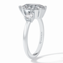 Crown Trinity 2.84 Carat Pear VS1 Lab-Grown Three Stone Engagement Ring in 18K White Gold