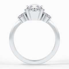 Crown Trinity 2.84 Carat Pear VS1 Lab-Grown Three Stone Engagement Ring in 18K White Gold