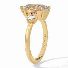Crown Trinity 2.84 Carat Pear VS1 Lab-Grown Three Stone Engagement Ring in 18K Yellow Gold