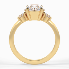 Crown Trinity 2.84 Carat Pear VS1 Lab-Grown Three Stone Engagement Ring in 18K Yellow Gold