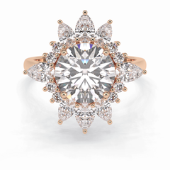 Crownlight 2.71 Carat Round VS1 Lab-Grown Halo Engagement Ring in 18K Rose Gold