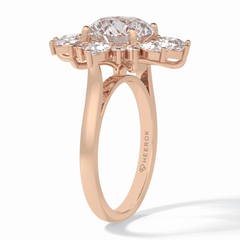 Crownlight 2.71 Carat Round VS1 Lab-Grown Halo Engagement Ring in 18K Rose Gold