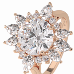 Crownlight 2.71 Carat Round VS1 Lab-Grown Halo Engagement Ring in 18K Rose Gold