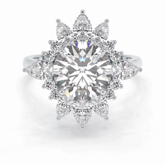 Crownlight 2.71 Carat Round VS1 Lab-Grown Halo Engagement Ring in 18K White Gold