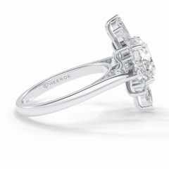 Crownlight 2.71 Carat Round VS1 Lab-Grown Halo Engagement Ring in 18K White Gold
