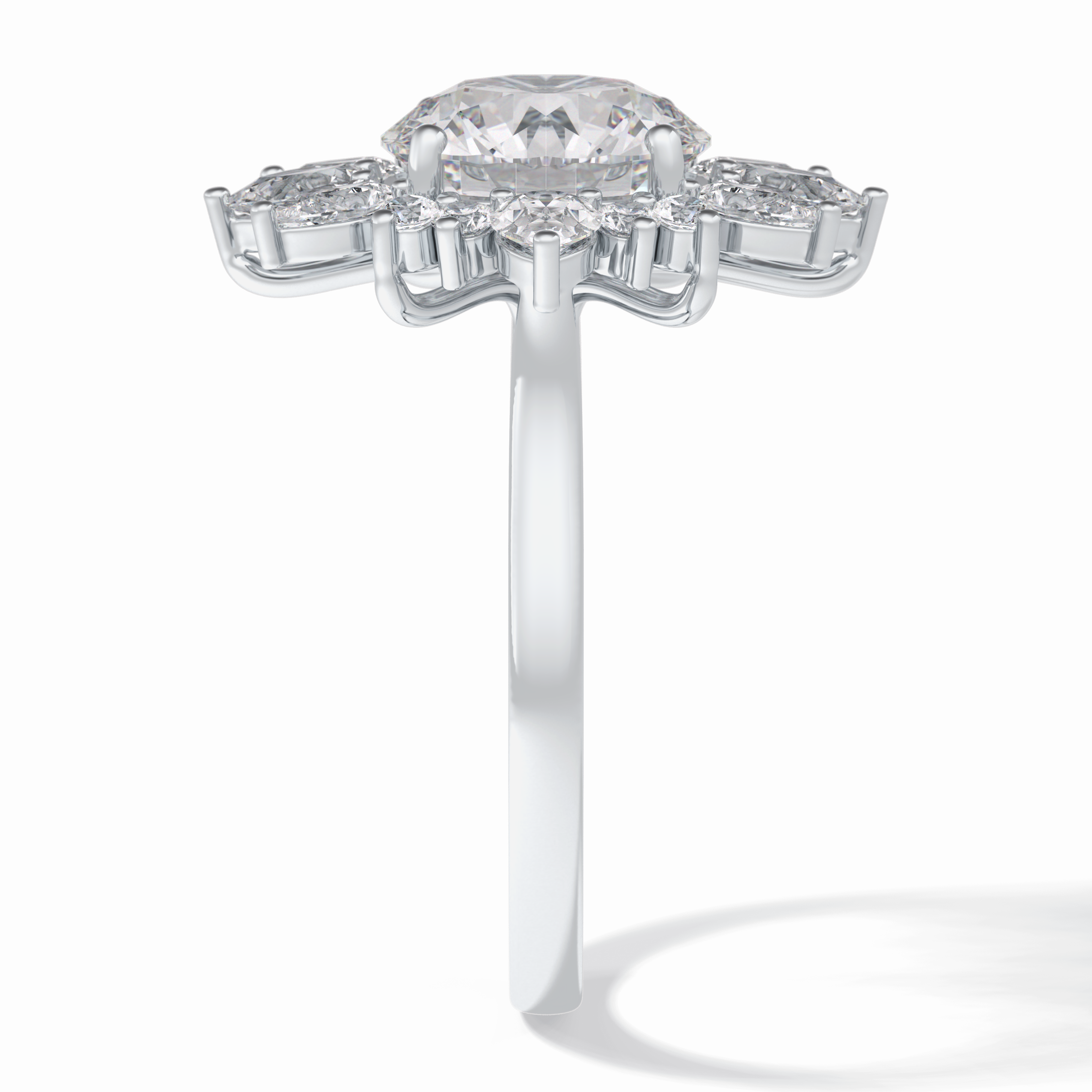 Crownlight 2.71 Carat Round VS1 Lab-Grown Halo Engagement Ring in 18K White Gold
