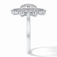Crownlight 2.71 Carat Round VS1 Lab-Grown Halo Engagement Ring in 18K White Gold