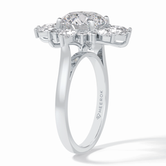 Crownlight 2.71 Carat Round VS1 Lab-Grown Halo Engagement Ring in 18K White Gold